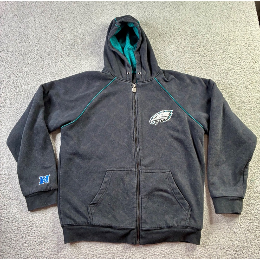 Philadelphia Eagles Full Zip Football Hoodie NFL Pro Line Black Mens Size Medium